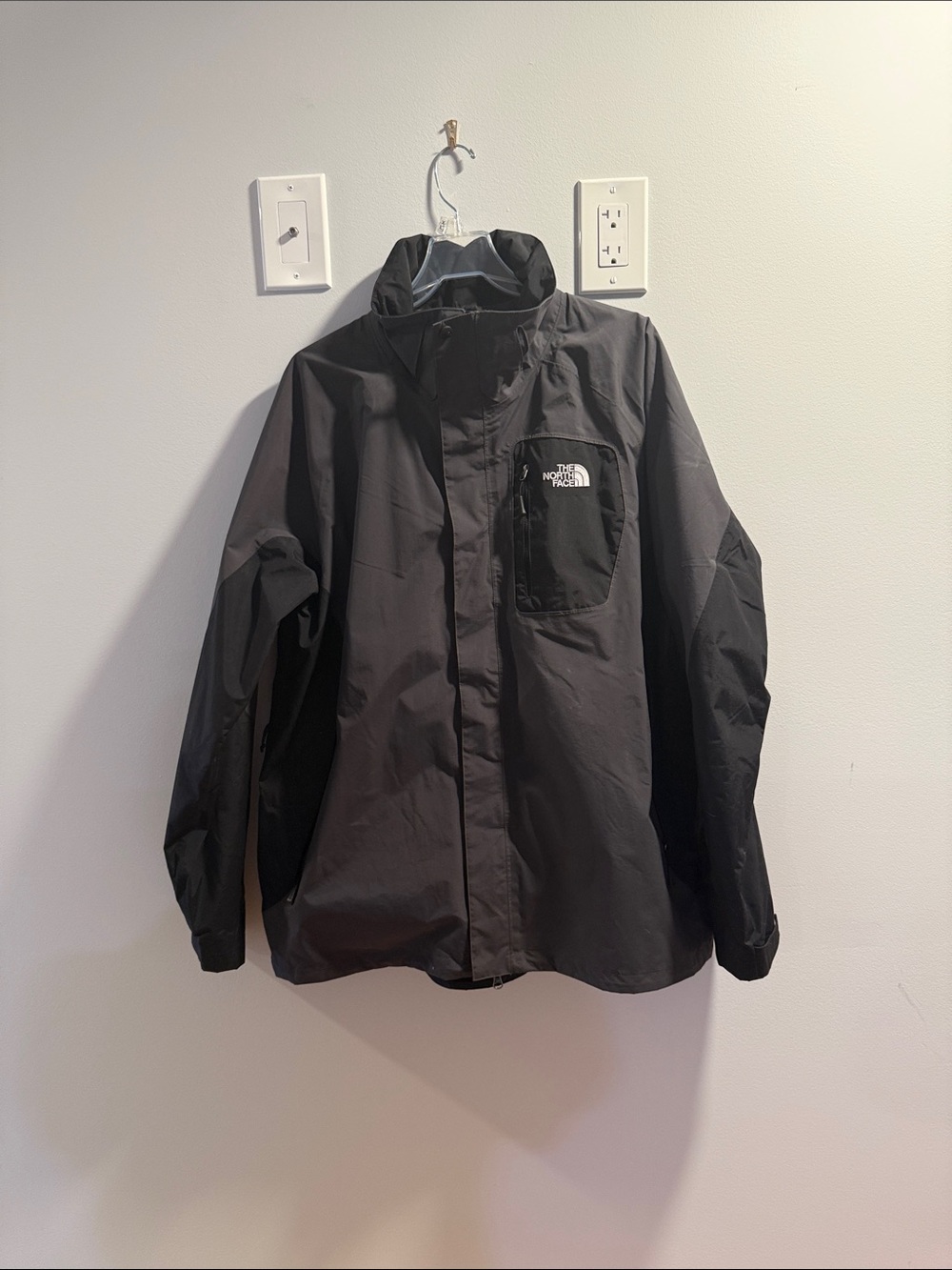 The North Face Men's Black Waterproof Raincoat with Detachable Hood